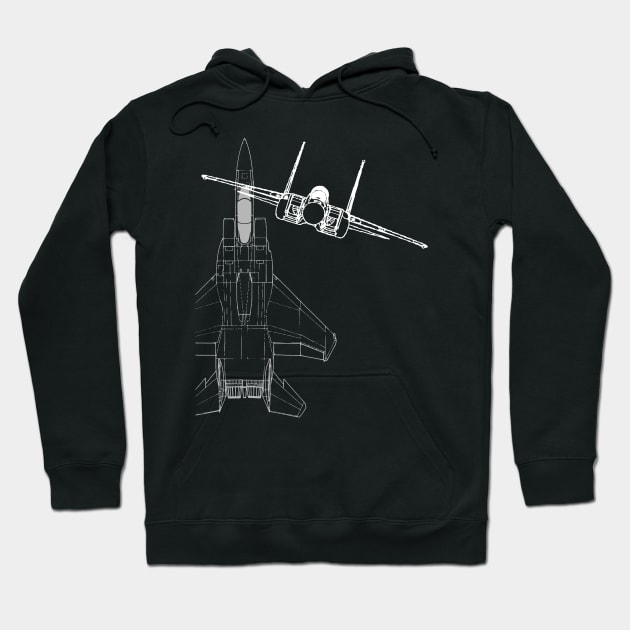 F-15 Eagle Line Art Design Hoodie by DesignedForFlight